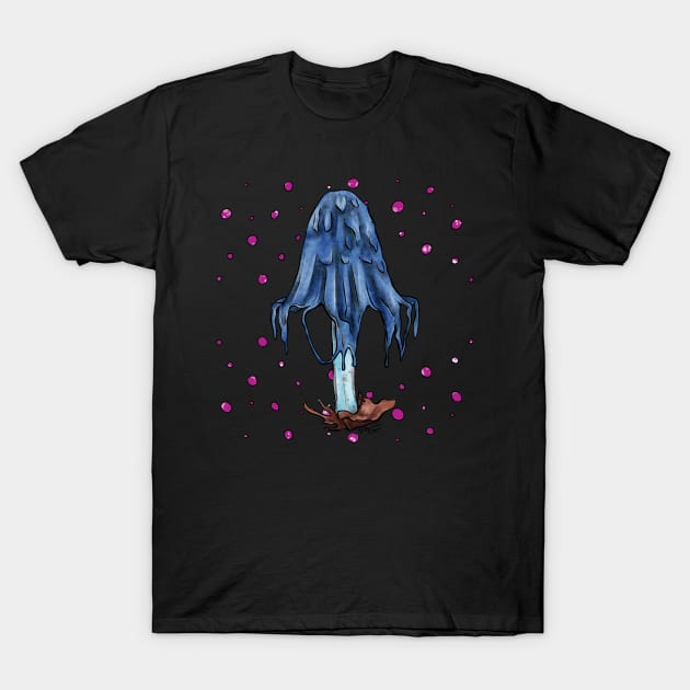 Inky cap mushroom, goth cartoon mycology T-Shirt by NadiaChevrel